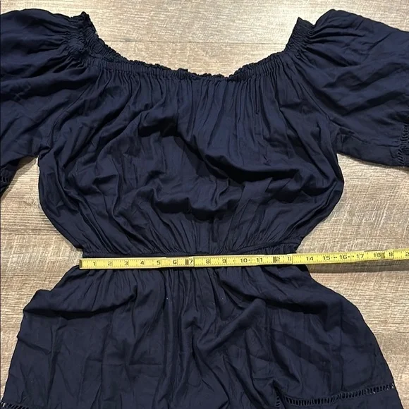 Live 4 Truth Navy Blue Off-Shoulder shorts Romper Size Large - Picture 7 of 9